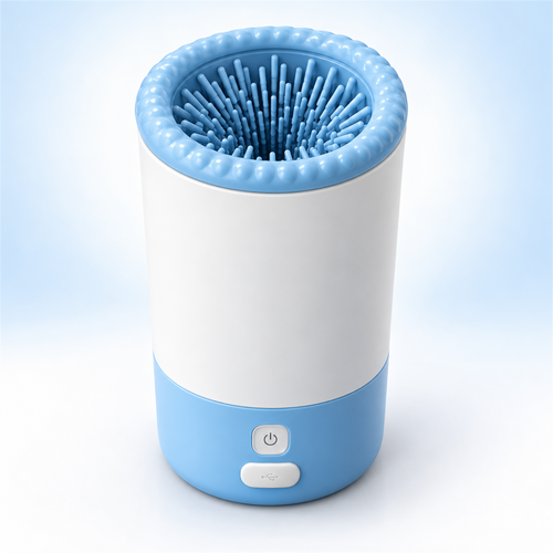 CleanPaw electric paw washer front view white and blue studio product