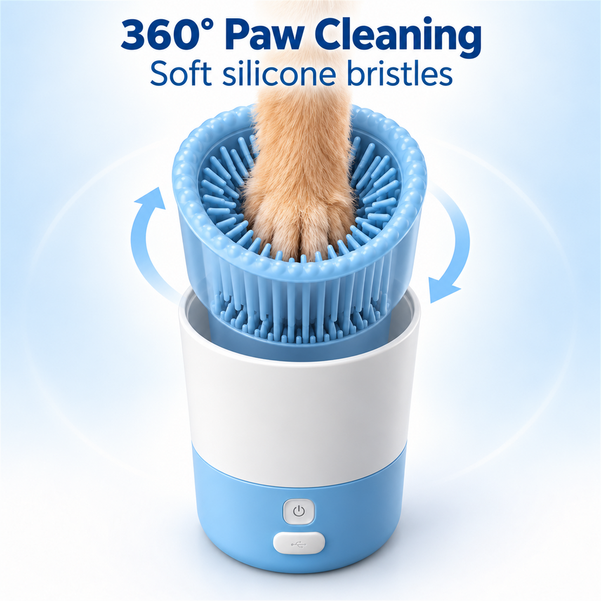 CleanPaw rotating silicone brush cutaway illustration