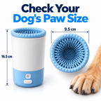CleanPaw dimensional diagram, 16.5 cm height and 9.5 cm width